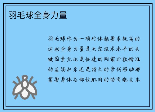 羽毛球全身力量