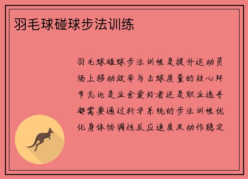 羽毛球碰球步法训练